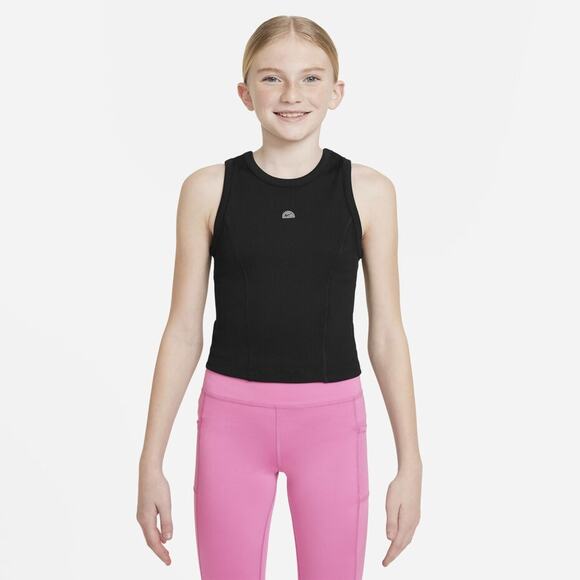 Nike Pro Youth Girl's Dri-Fit Ribbed Stretchy Athletic Tank Top Black Size Large - Picture 1 of 9